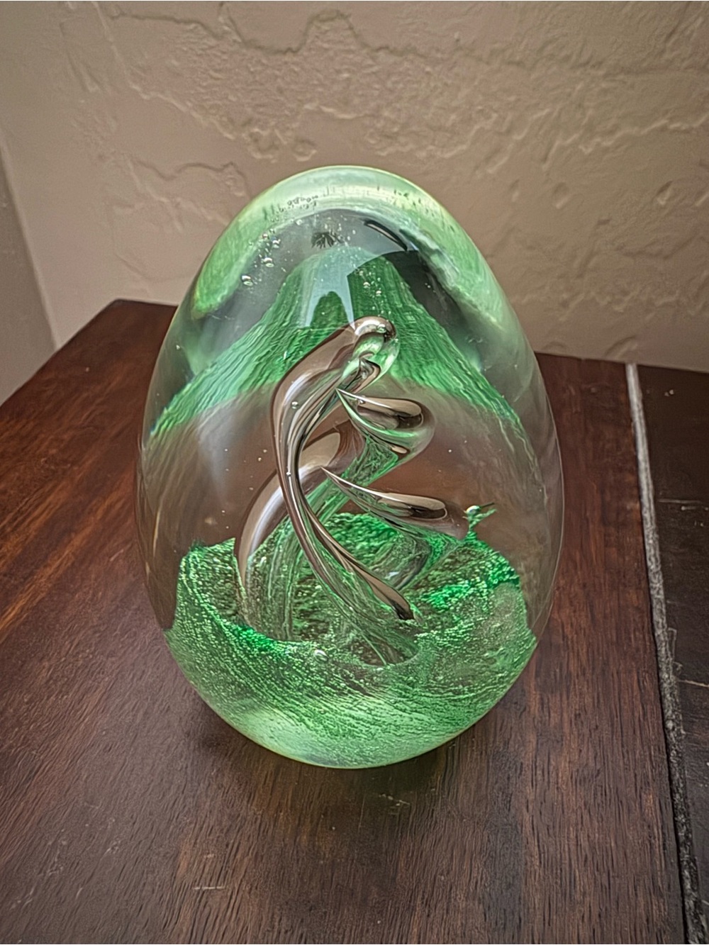 Vintage Hand Blown Glass Art Swirl Paperweight